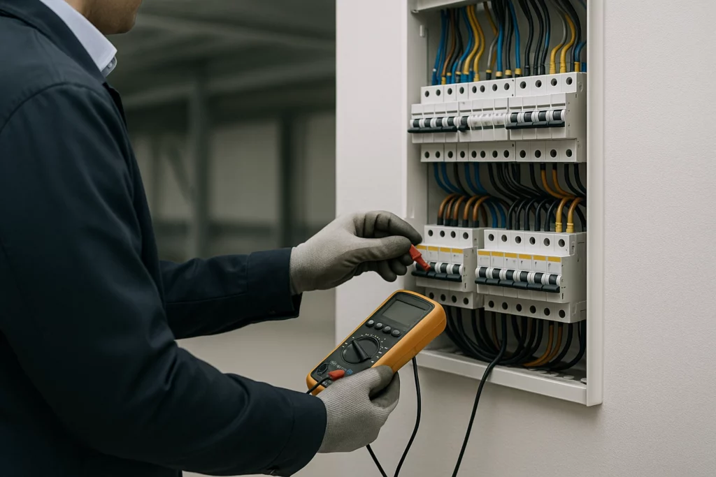 Controllo impianti elettrici in edificio commerciale in Svizzera